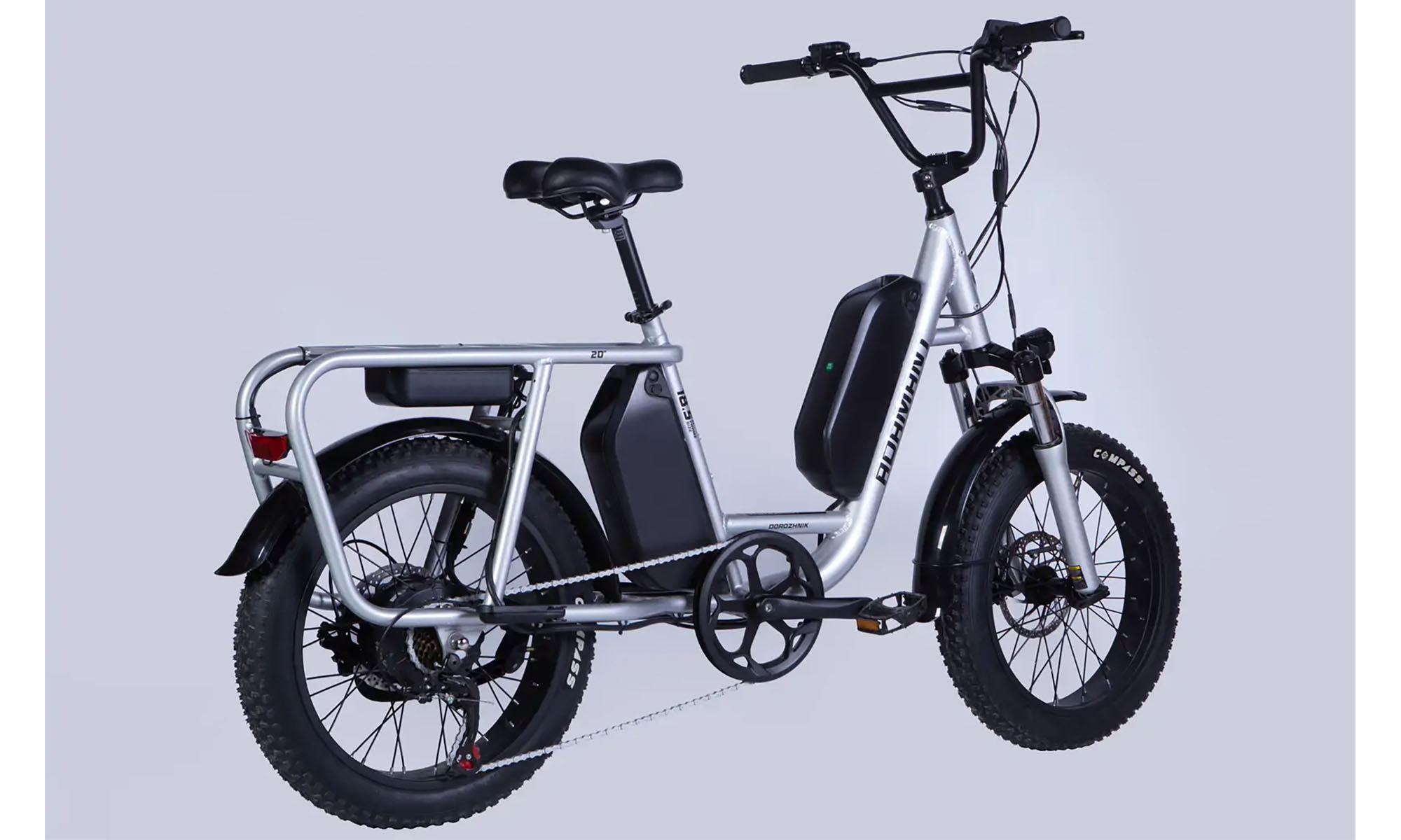 Велосипед з електроприводом Dorozhnik ADAMANT HDD 20", розмір M, рама-18,5", 48B, 17.5+12.5А*ч, 1000Вт, рік 2026, сріблястий 5