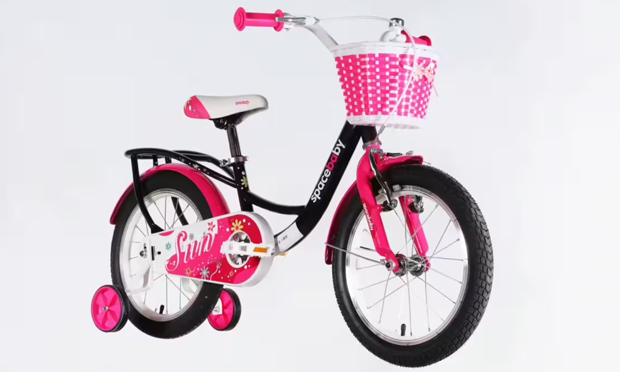 Велосипед SPACE KID SUN BH 16", размер XXS, рама-9", год 2026, черный с розовым 2