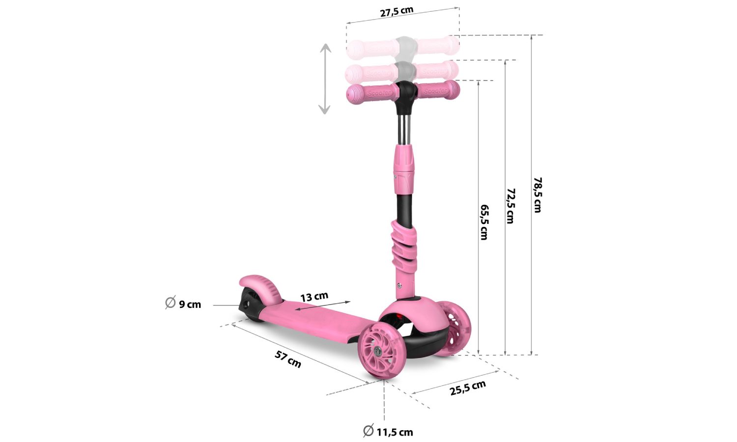 Самокат дитячий триколісний Ricokids Piko рожевий 2 Самокат дитячий триколісний Ricokids Piko рожевий 2