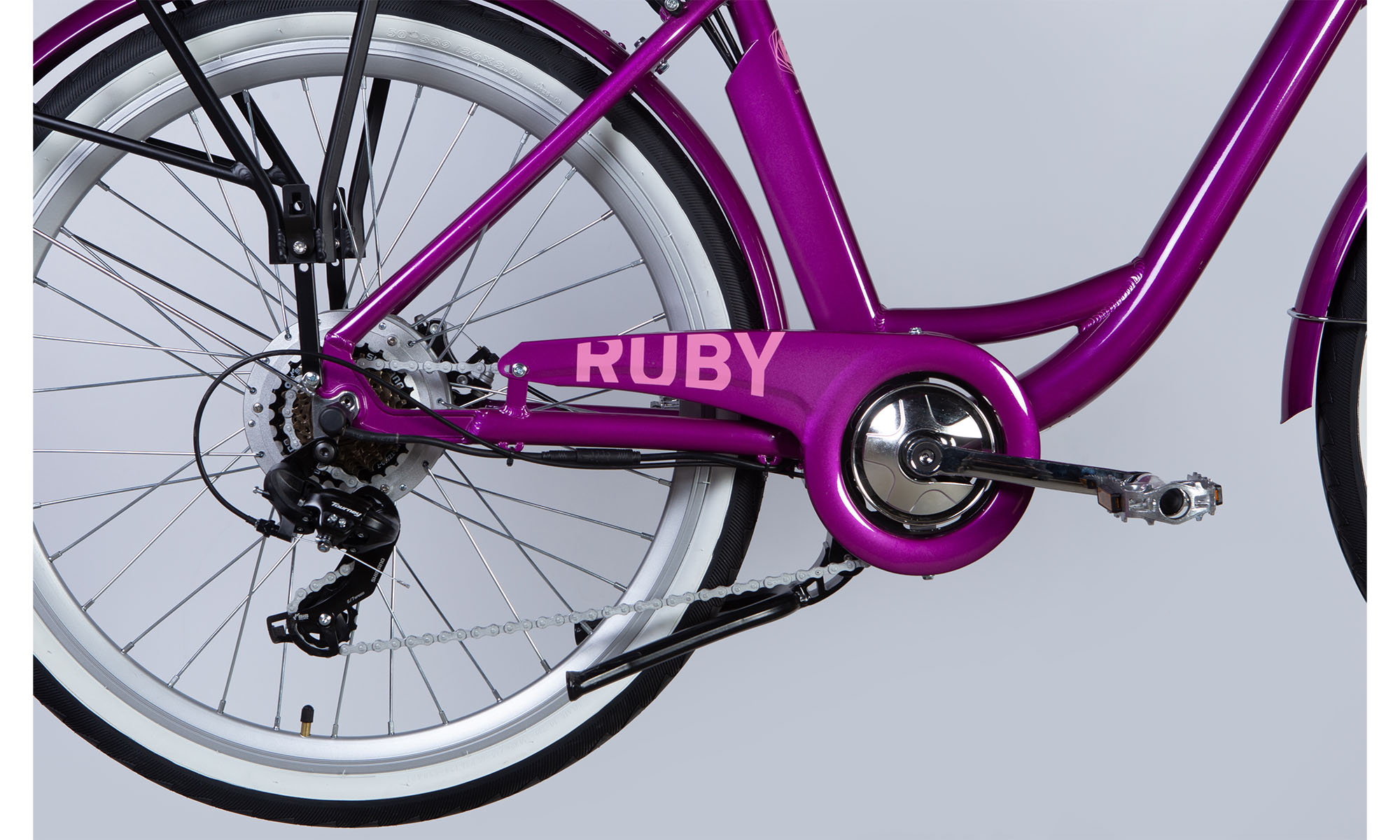 Велосипед з електроприводом Dorozhnik eRUBY DD FR 26" розмір M рама-17" 48B 12.5А*год 500Вт 2025 пурпурний YS 7809 3