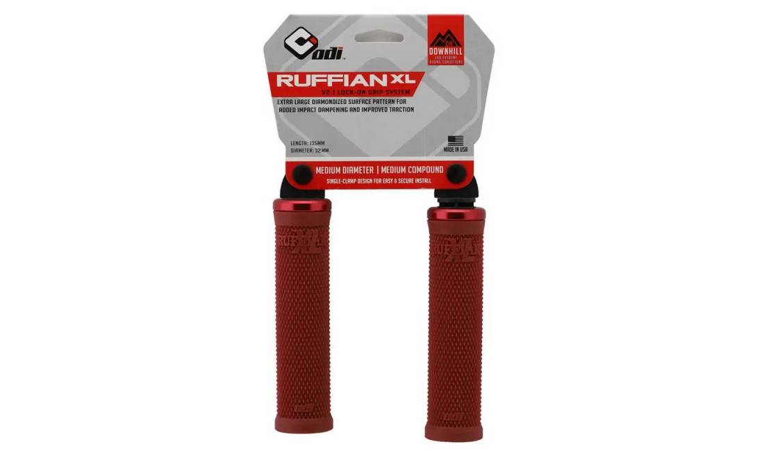 Гріпси ODI Ruffian XL v2.1 Lock-On MTB 135mm Red 2 Гріпси ODI Ruffian XL v2.1 Lock-On MTB 135mm Red 2