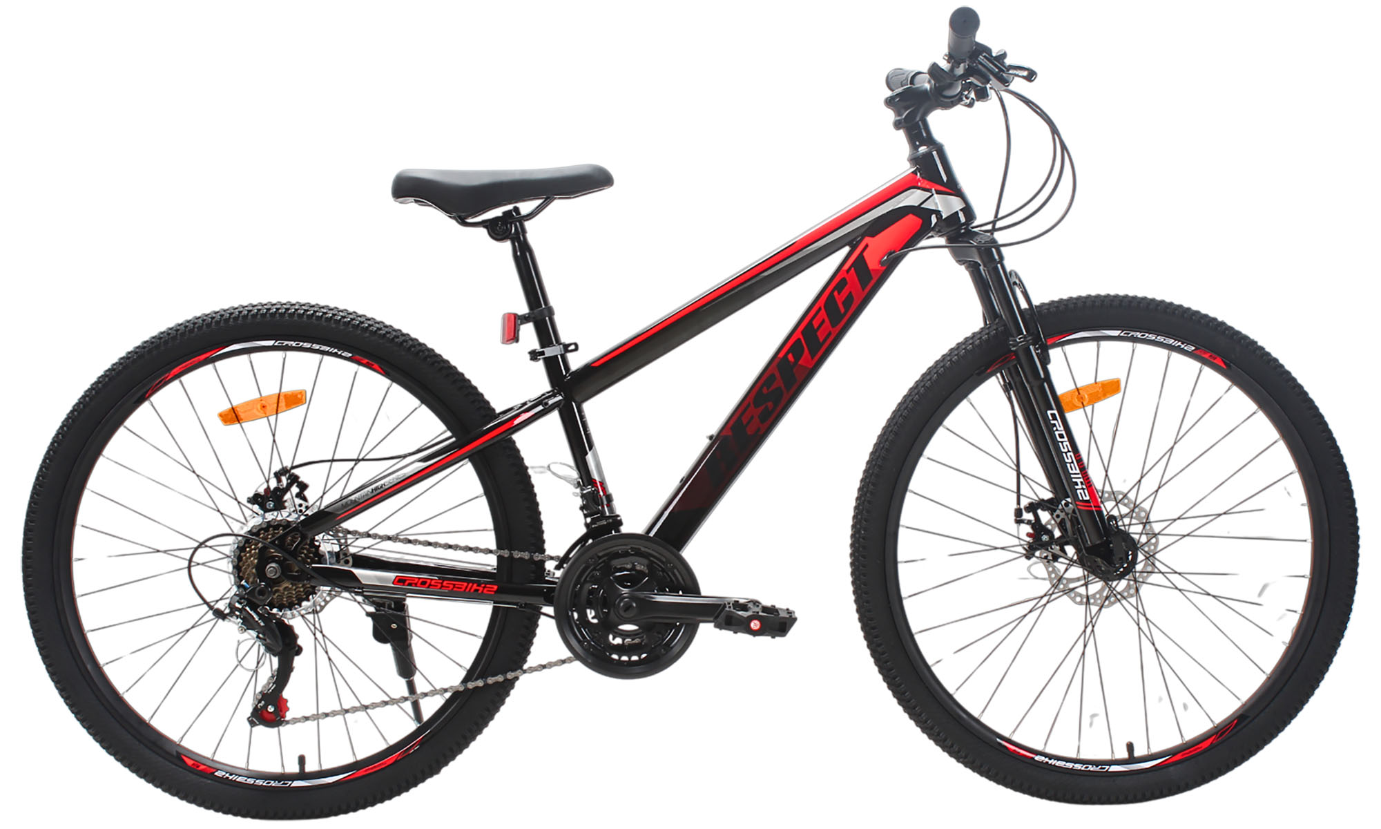 Велосипед CrossBike RESPECT 26", розмір XS, рама 13", рік 2026, Чорний-Червоний Велосипед CrossBike RESPECT 26", розмір XS, рама 13", рік 2026, Чорний-Червоний