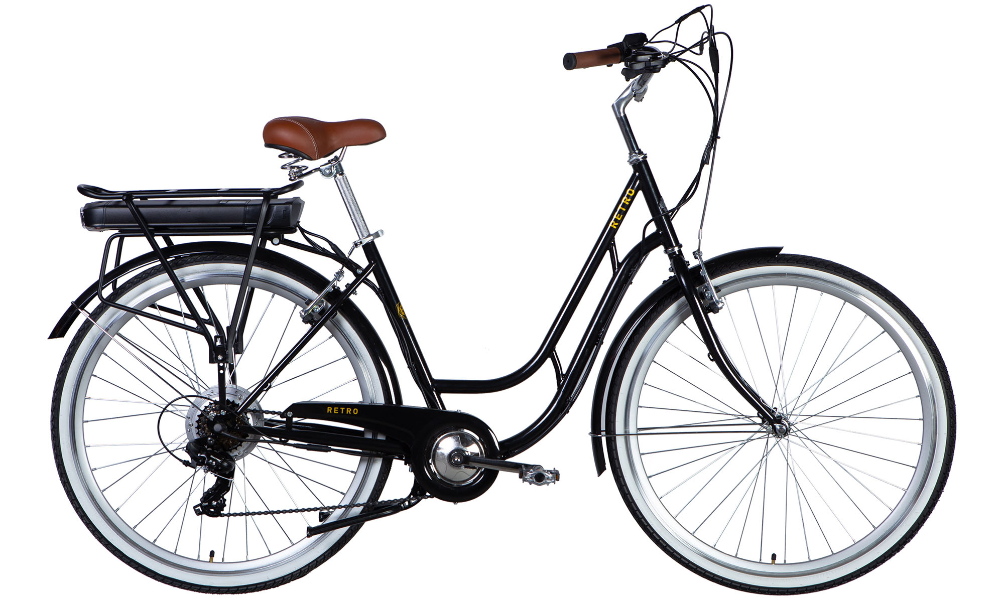 Велосипед с электроприводом Dorozhnik eRETRO Vbr FR 28", размер L, рама-19", 36B, 12.5А*ч, 500Вт, год 2025, черный 