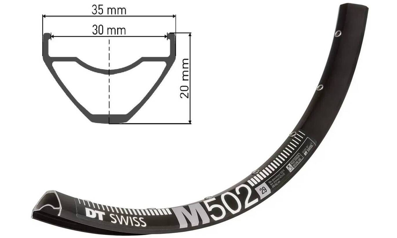 Обод DT Swiss M 502, 29", размер 622×30 мм, 32 отверстия, ниппель Presta, дисковые тормоза, черный 2