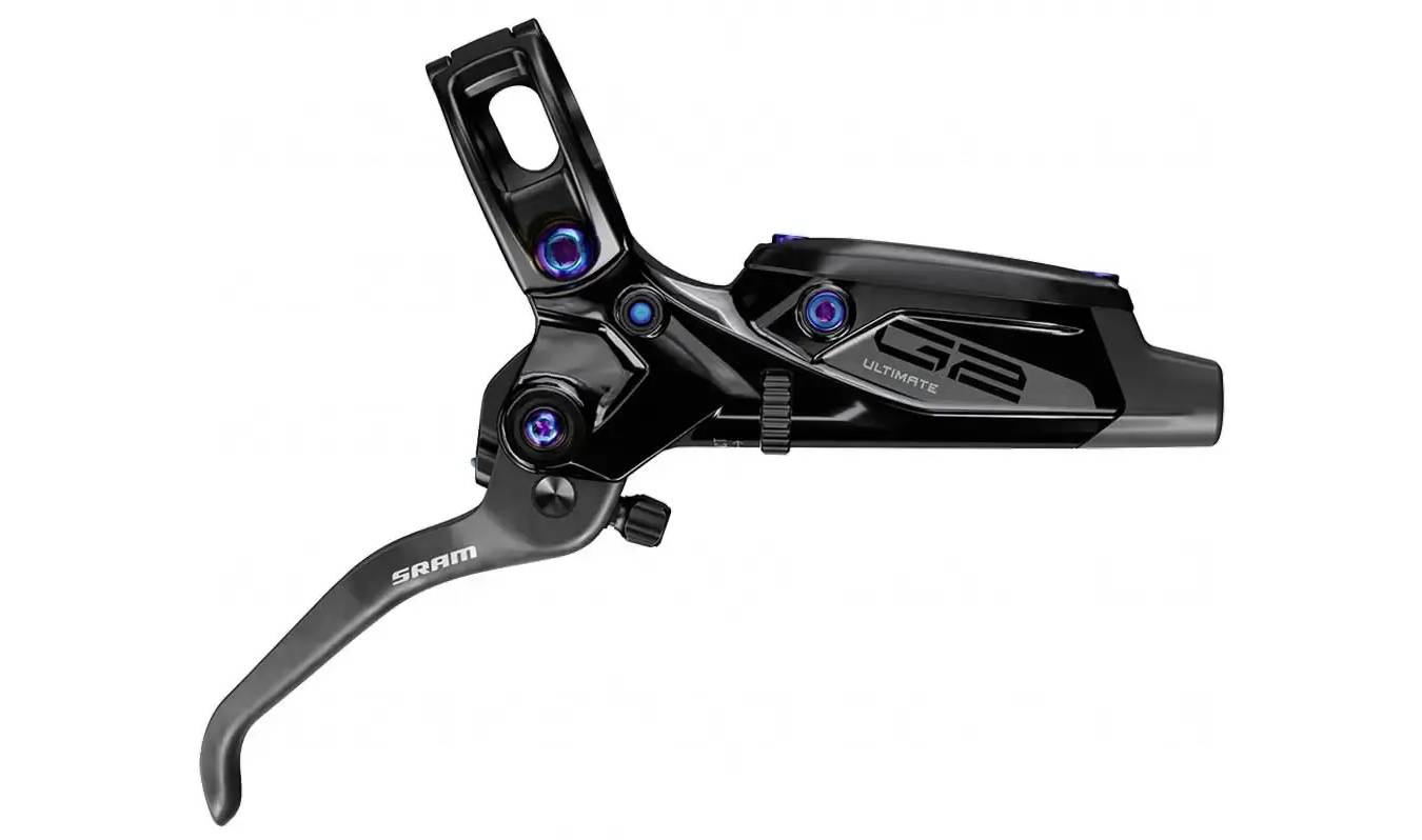 Фотография Тормоз SRAM G2 Ultimate, Carbon Lever, Rainbow Hardware, Reach, SwingLink, Contact, Gloss Black Rear 2000mm Hose (includes MMX Clamp, Rotor/Bracket so