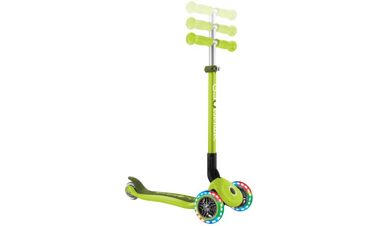 Фотография Самокат GLOBBER PRIMO FOLDABLE LIGHTS, зеленый, колеса с подсветкой, 3+ 3