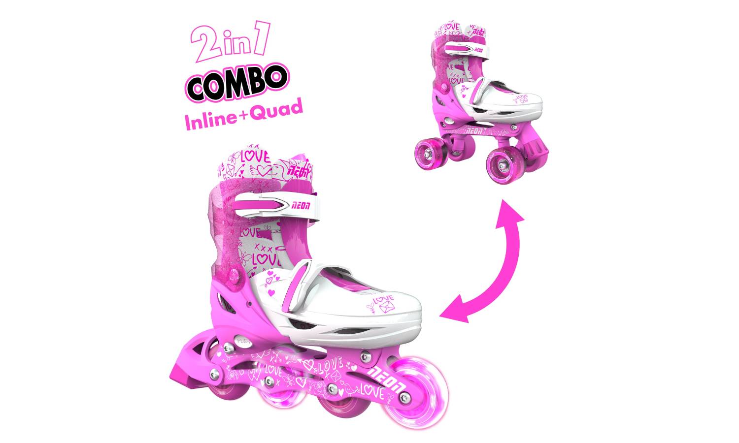 Роликовые коньки Neon Combo, размер 34-37, розовый 