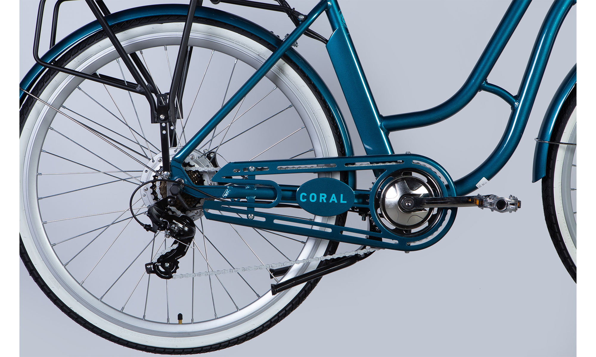 Велосипед с электроприводом Dorozhnik eCORAL DD FR 28", размер L, рама-19", 36B, 12.5А*ч, 500Вт, год 2025, темно-бирюзовый 2