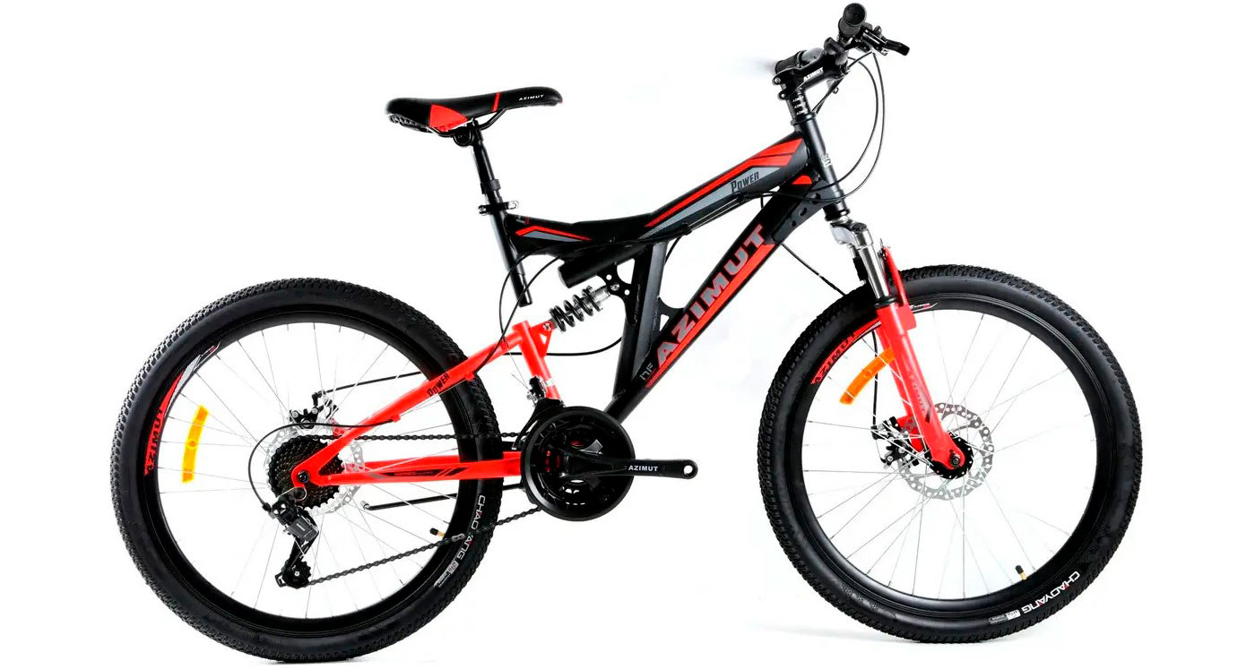 Велосипед Azimut Power GD 26" размер L рама 19,5 Черно-красный