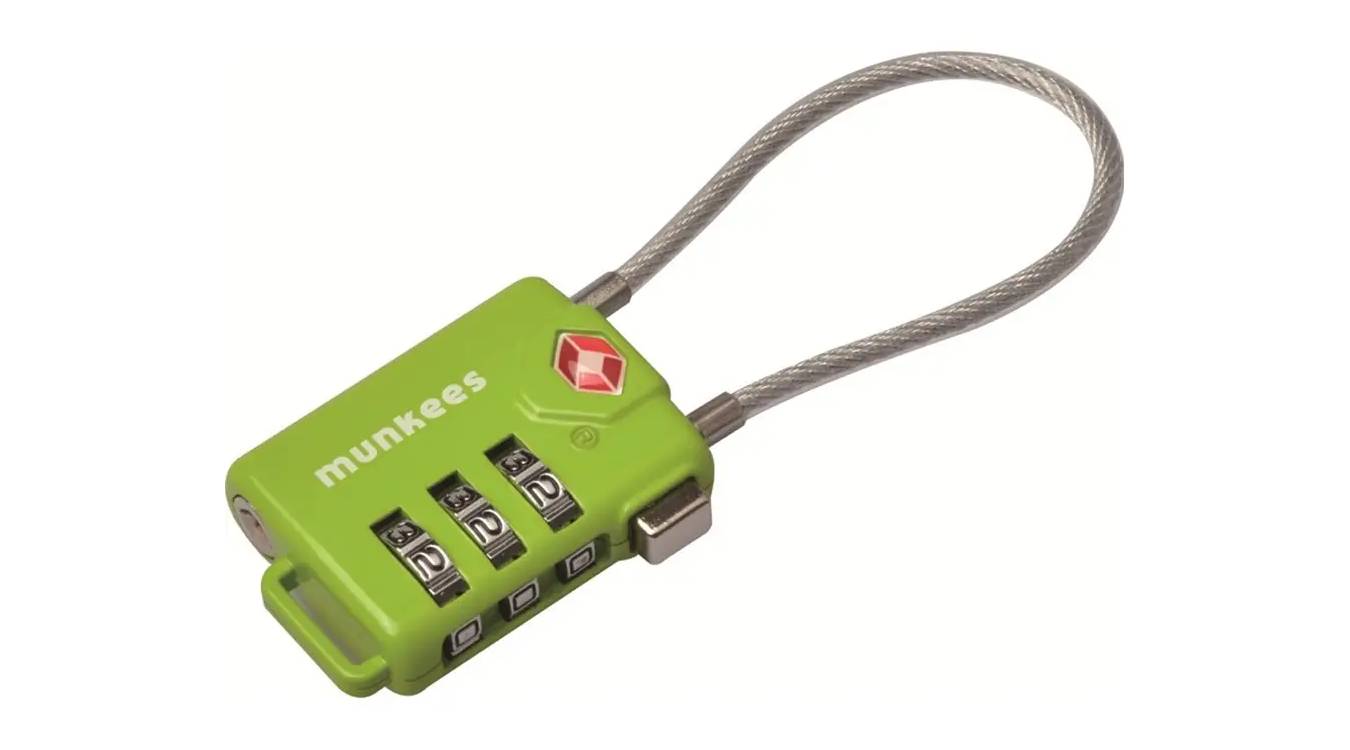 Брелок-замок Munkees 3609 TSA Cable Combi Lock lime 2