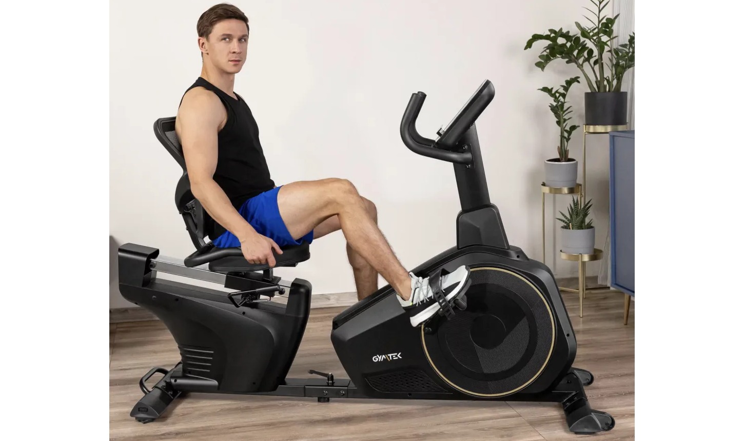 Горизонтальный велотренажер Gymtek XBR6000 электромагнитный черно-желтый 9