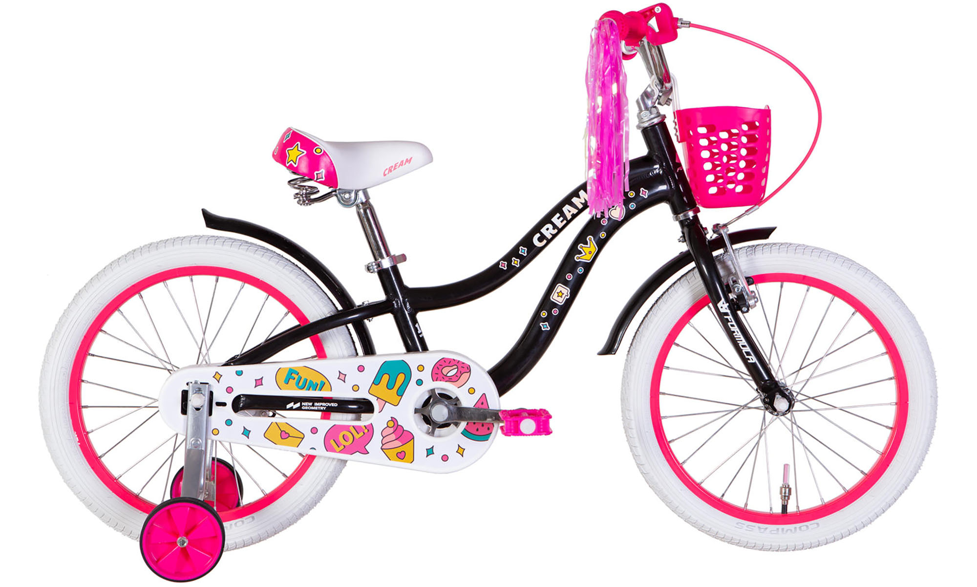 Велосипед Formula Kid CREAM BH 18", размер XXS, рама-9", год 2026, черный с розовым