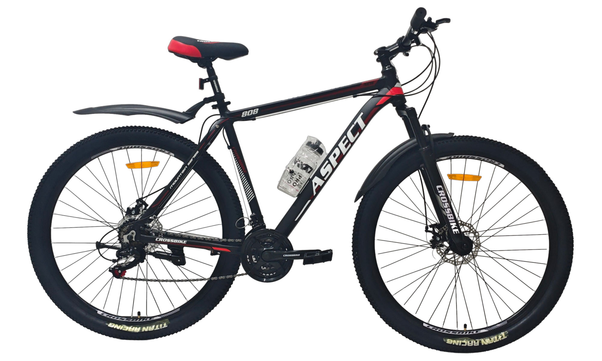 Велосипед CrossBike Aspect 29", розмір XL, рама 21", рік 2026, Чорний-Червоний Велосипед CrossBike Aspect 29", розмір XL, рама 21", рік 2026, Чорний-Червоний