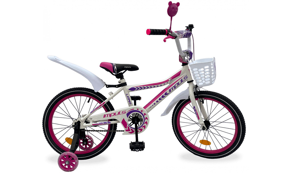 Фотография Велосипед Impuls Kids 18" с корзиной (2021) 2021 Бело-фиолетовый