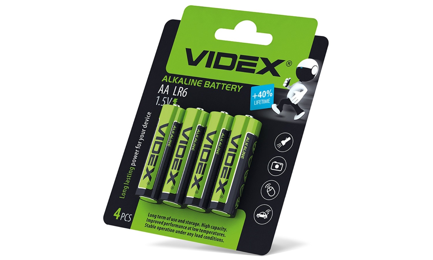 Фотографія Батарейка лужна Videx LR06/AA 4шт в упаковці