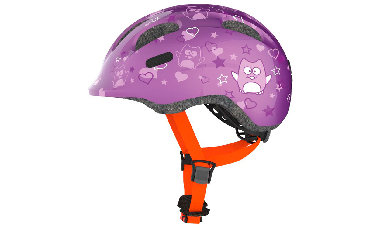 Шолом дитячий ABUS SMILEY 2.0 Purple Star, розмір S (45-50 см) Фіолетовий з совами 2
