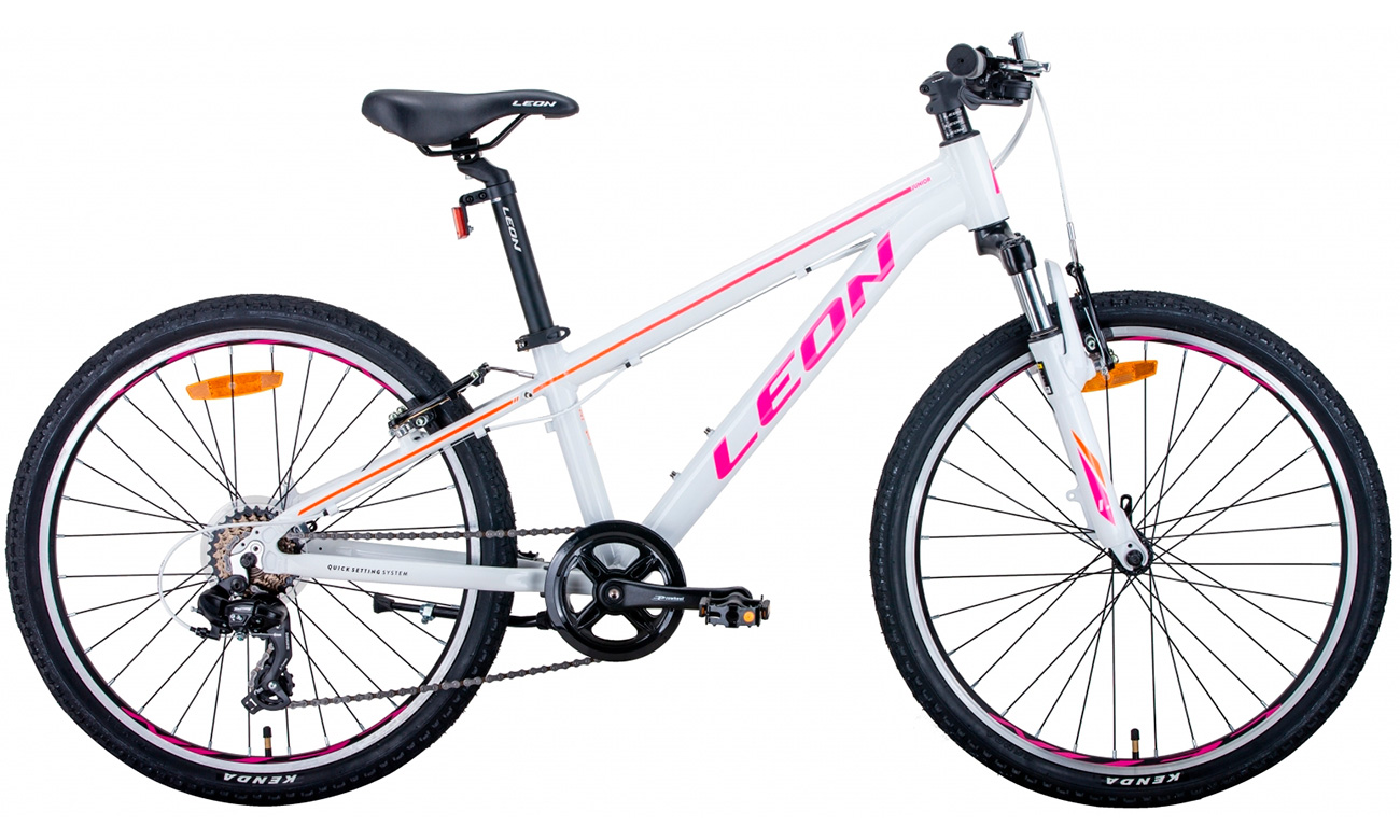 Велосипед Leon JUNIOR AM Vbr 24"(2021) 2021 Біло-рожевий 2