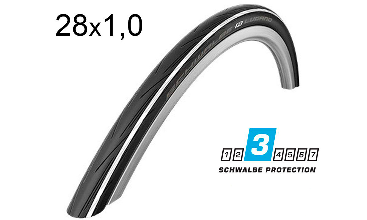 Фотографія Покришка Schwalbe 700x25C (25-622) LUGANO K-Guard Active Folding B/RS/B-SK HS471 SiC 50EPI EK Чорно-білий