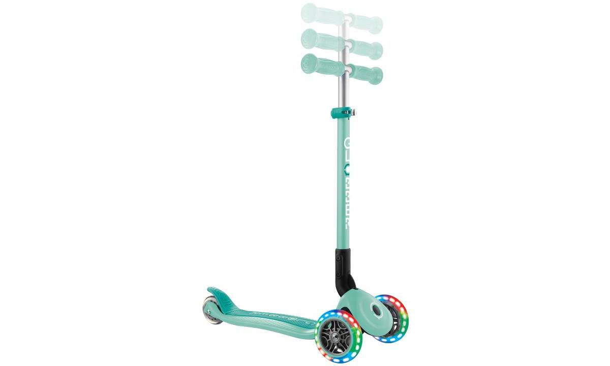 Самокат GLOBBER PRIMO FOLDABLE LIGHTS, мятный, колеса с подсветкой, 3+ 3