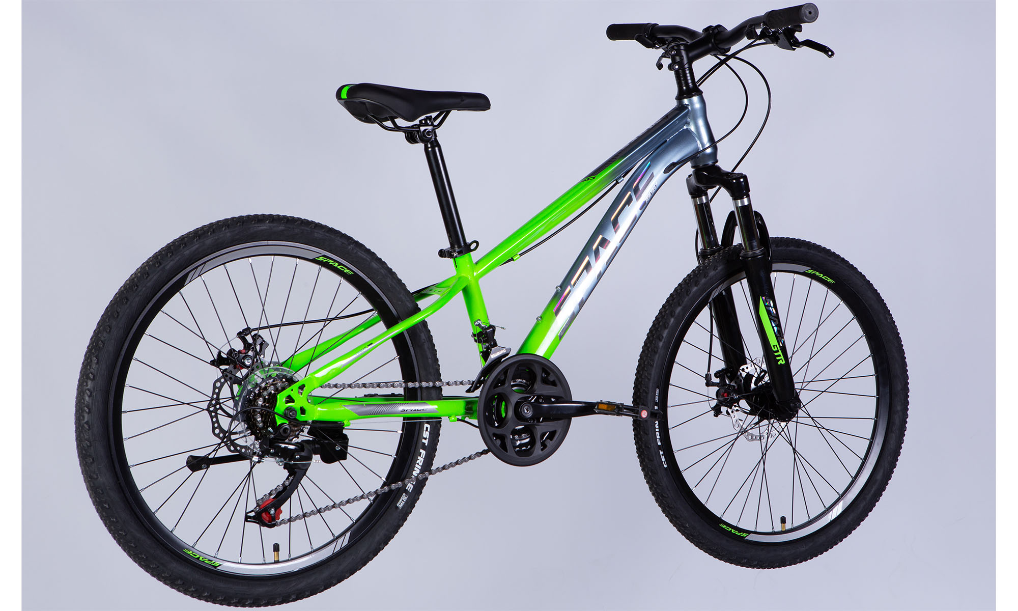 Велосипед SPACE MARS DD FR 24", ST, размер XXS, рама-11", 2025, зелено-серебристый 4