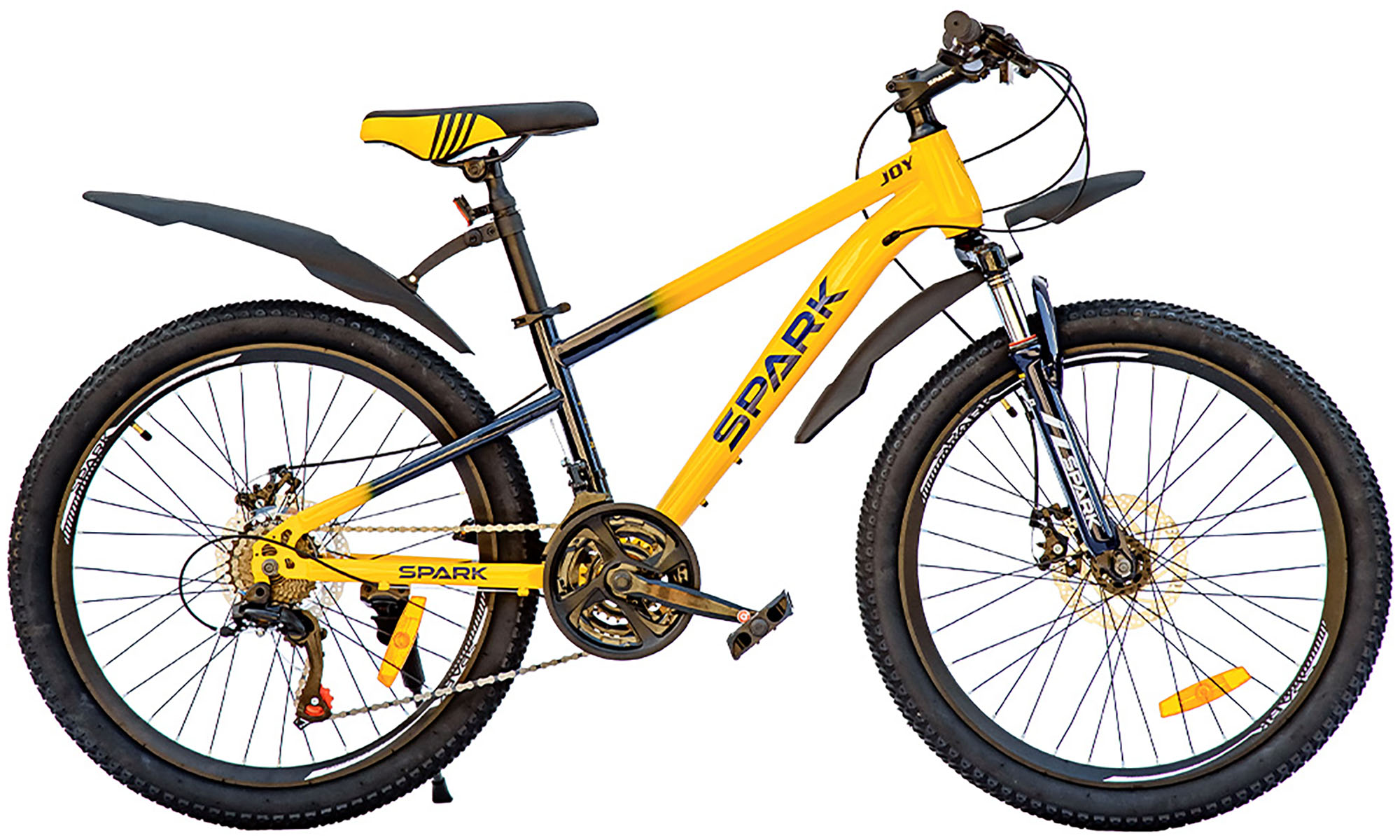 Велосипед SPARK JOY 24", размер XS, рама 13", 2025, желтый с темно-синим 