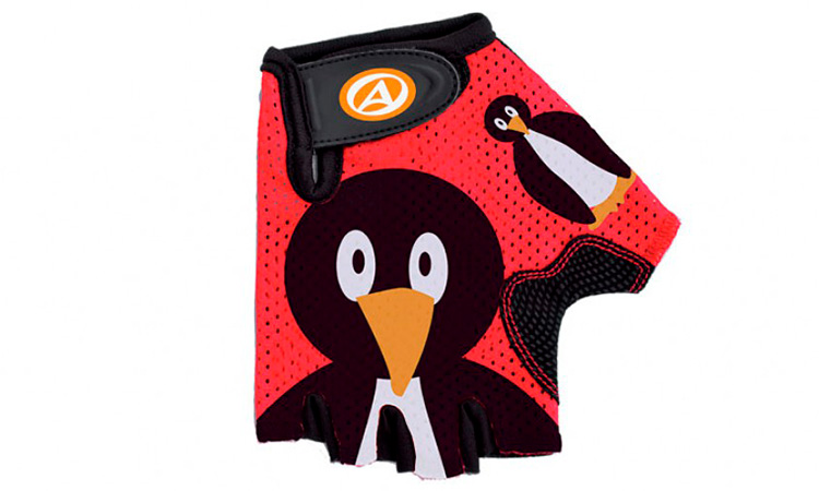 Фотография Перчатки Author Junior Pinguin красно-черный c пингвином, размер S 