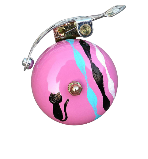 Фотография Звонок CRANE HANDPAINTED SUZU, Neko "Cat", 55мм алюминий, скоба, Розовый