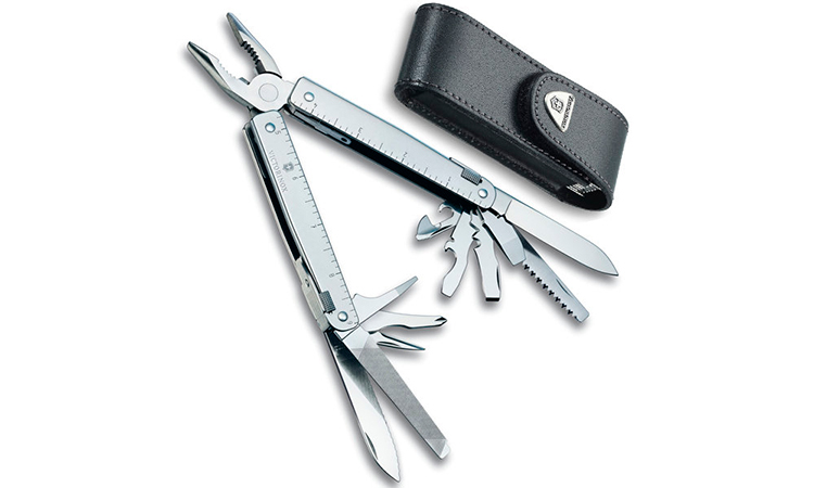 Фотография Мультитул Victorinox SwissTool  3.0323.L в кожаном чехле серебристый