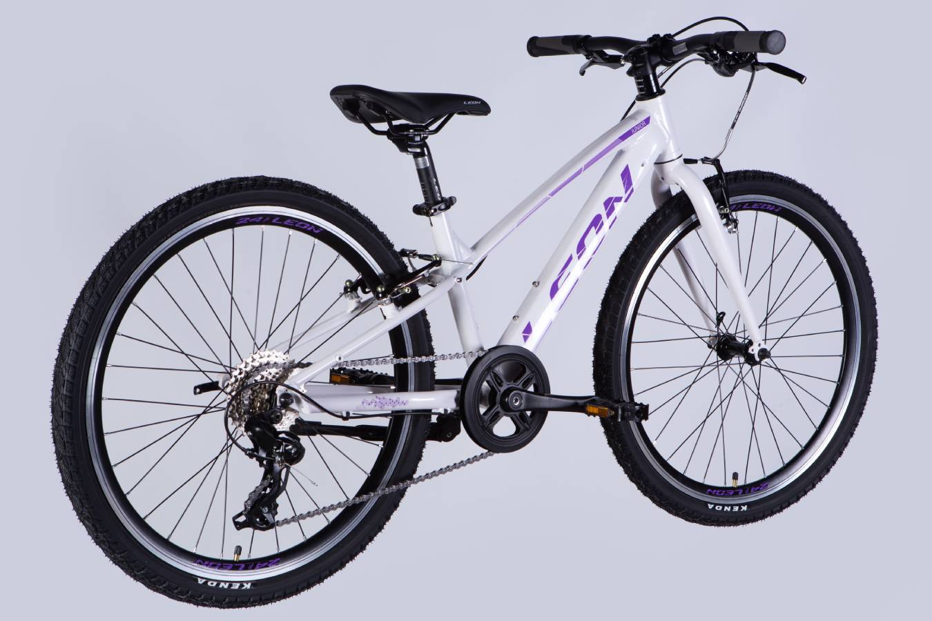 Велосипед Leon JUNIOR Vbr CS 24", размер XXS, рама 12", 2025, белый с сиреневым  3