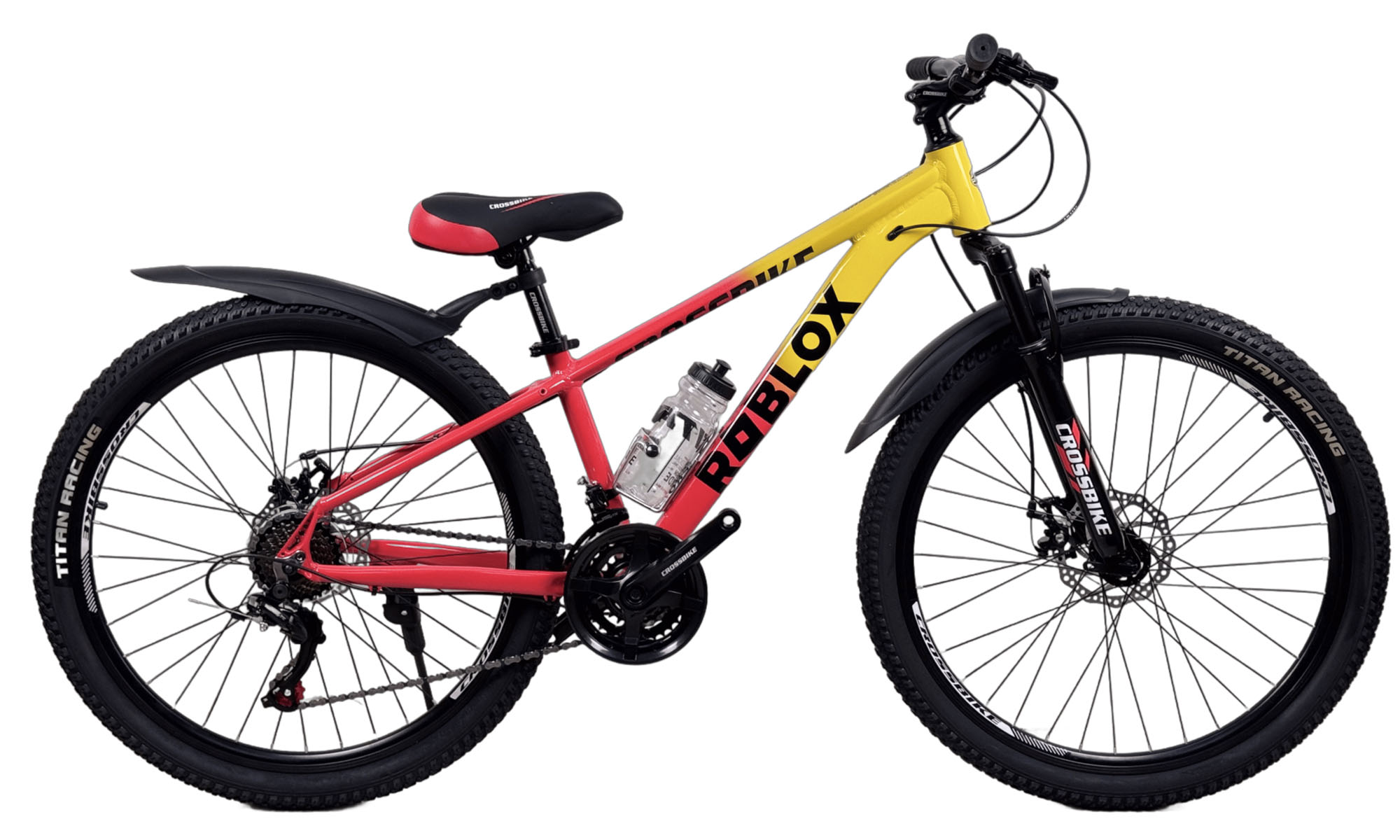 Велосипед CrossBike Roblox 26", размер XS, рама 13", год 2026, Жёлтый-Красный Велосипед CrossBike Roblox 26", размер XS, рама 13", год 2026, Жёлтый-Красный