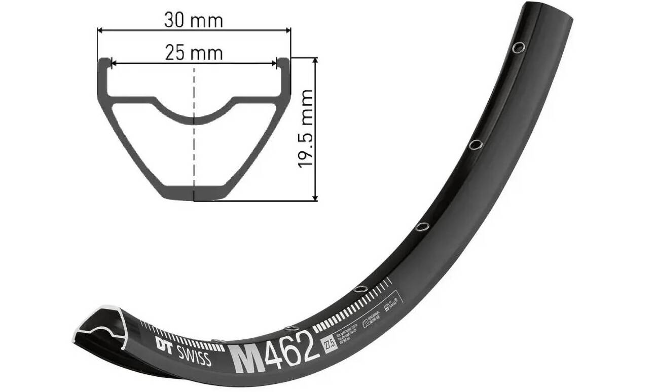 Обод DT Swiss M 462, 27.5", размер 584×25 мм, 28 отверстий, ниппель Presta, дисковые тормоза, черный 2