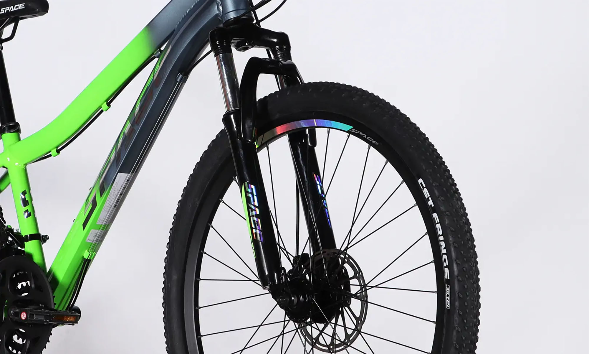 Велосипед SPACE LYRA DD FR, 26", размер XS, рама-13", год 2026, серебристо-зеленый 5