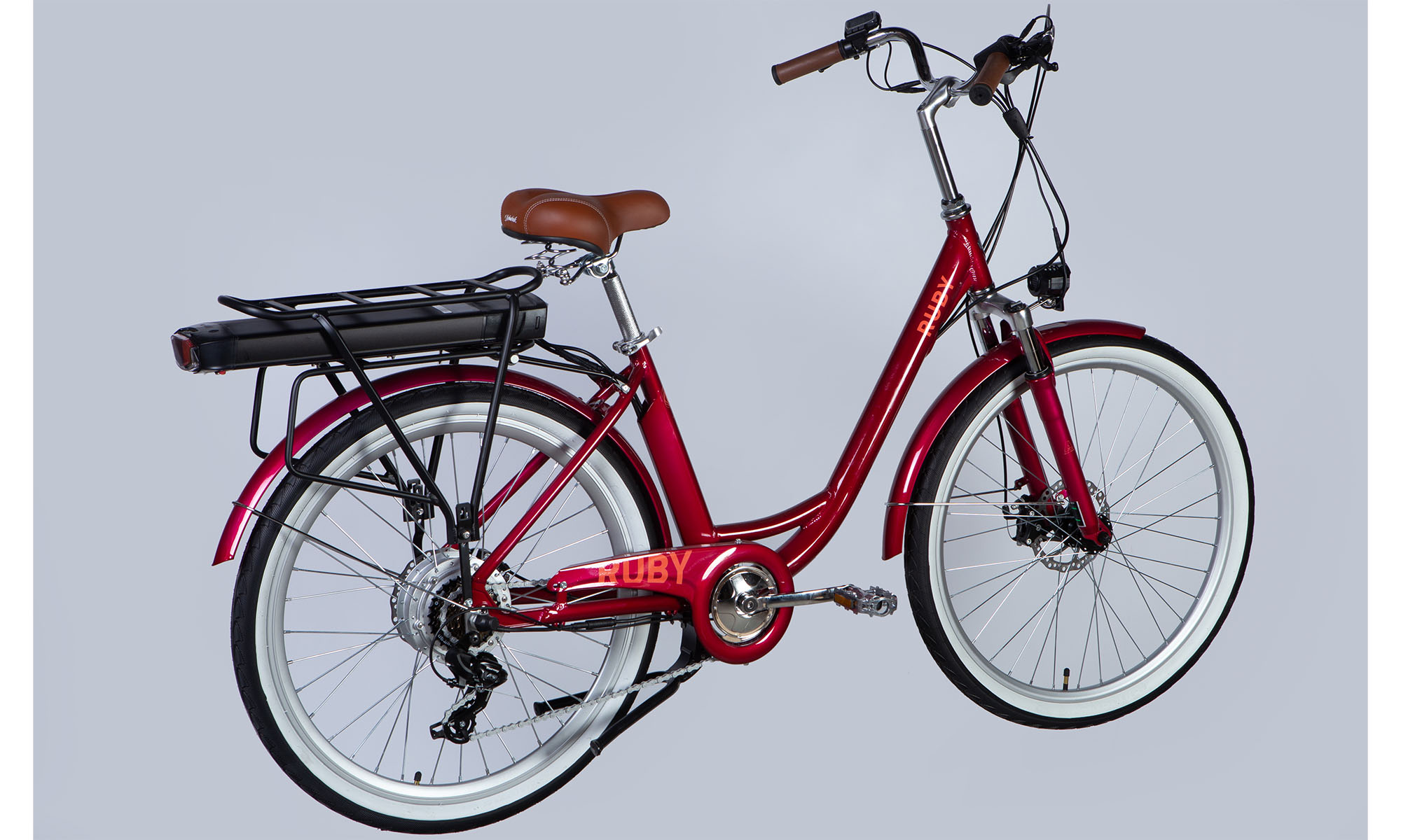 Велосипед с электроприводом Dorozhnik eRUBY DD FR 26", размер M, рама 17" 36B 12.5А*ч 500Вт, 2025, бордовый YS 7496  4