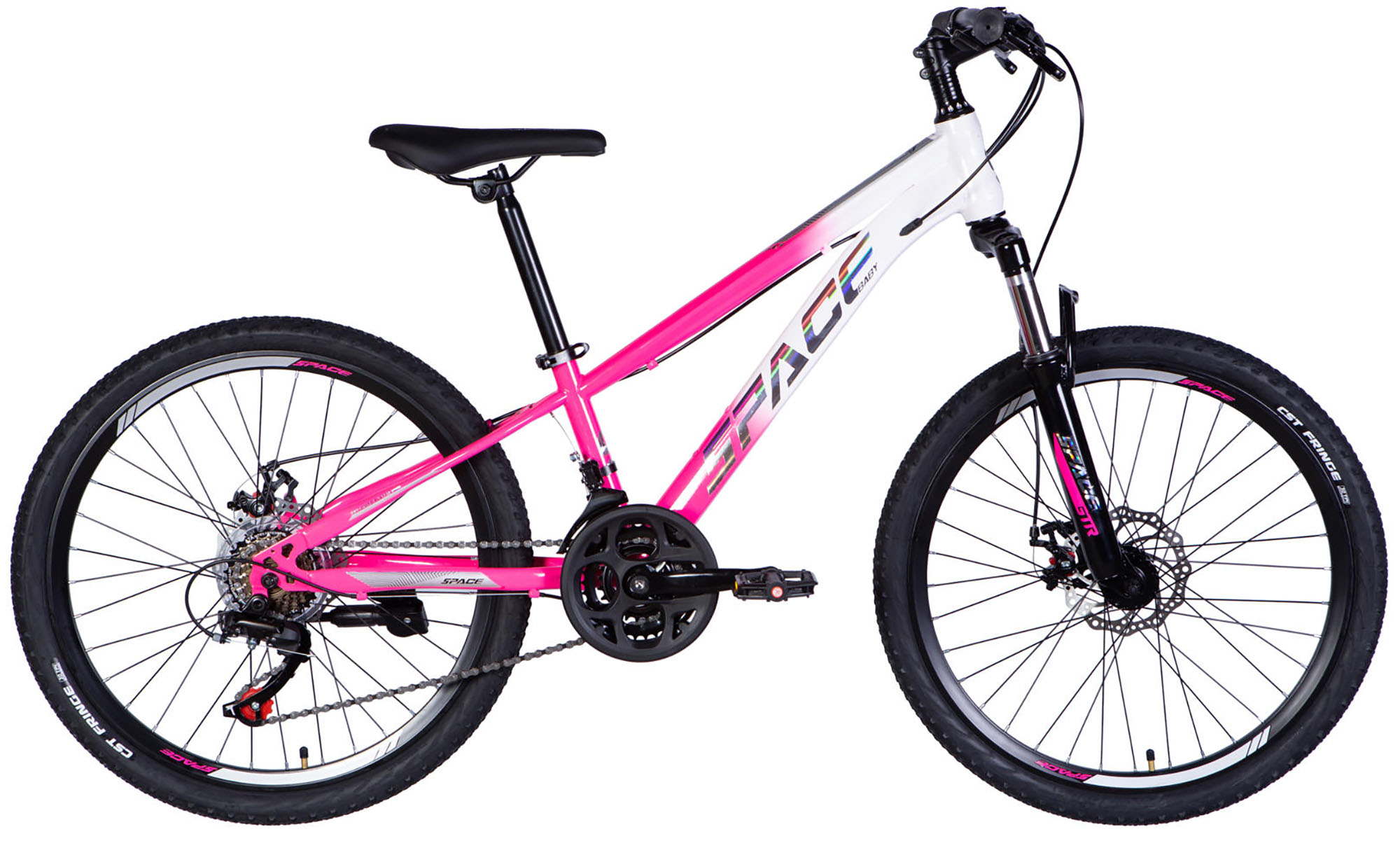 Велосипед SPACE MARS DD FR 24", размер XXS рама-11", год 2026, розово-белый Велосипед SPACE MARS DD FR 24", размер XXS рама-11", год 2026, розово-белый