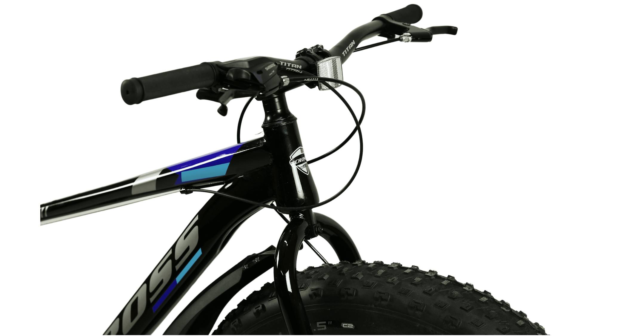 Велосипед Cross Leopard 27,5*4,5", розмір M рама 18" (2024), Чорно-синій 2