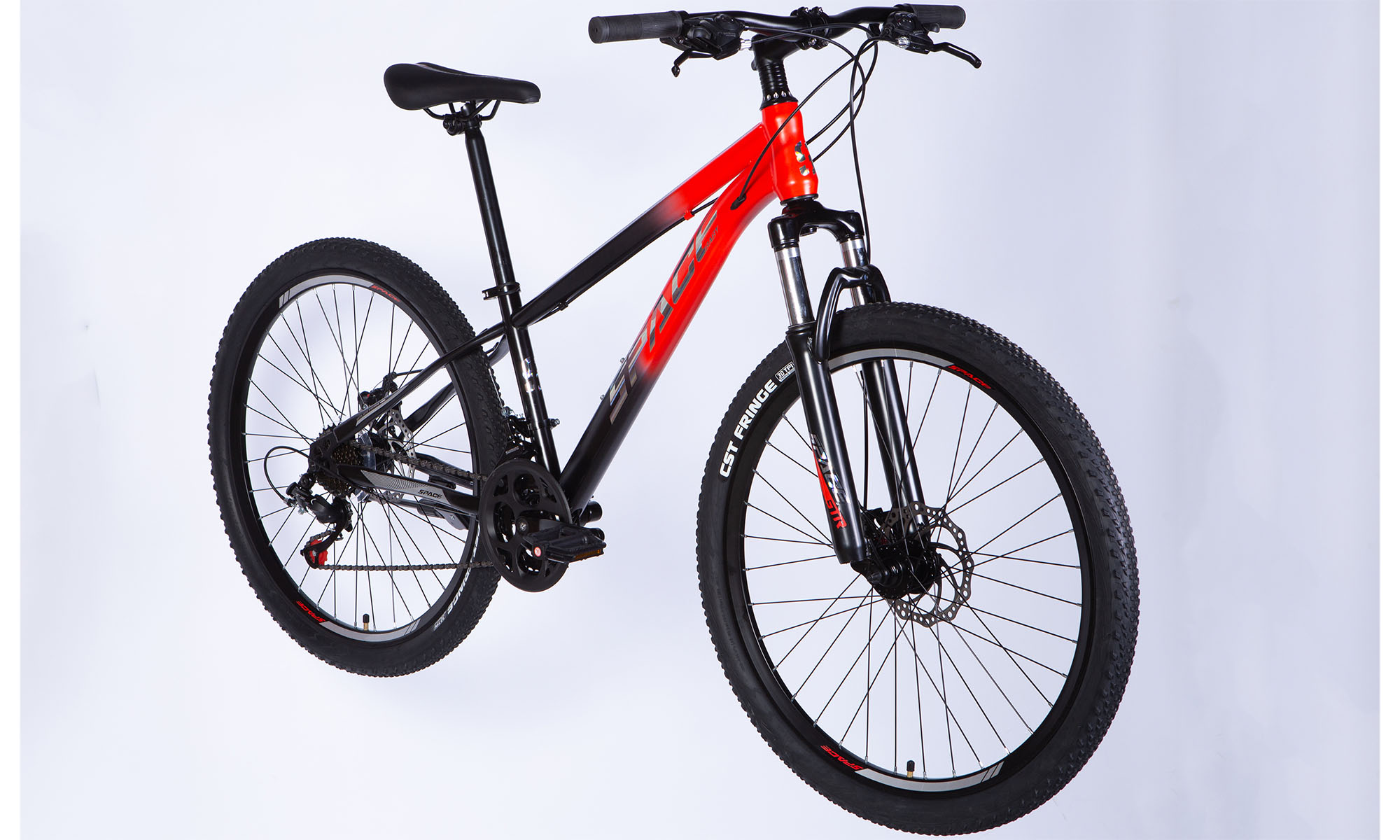 Велосипед SPACE MARS DD FR 26", ST, размер XS, рама 13" 2025, красно-черный (матовый)  6