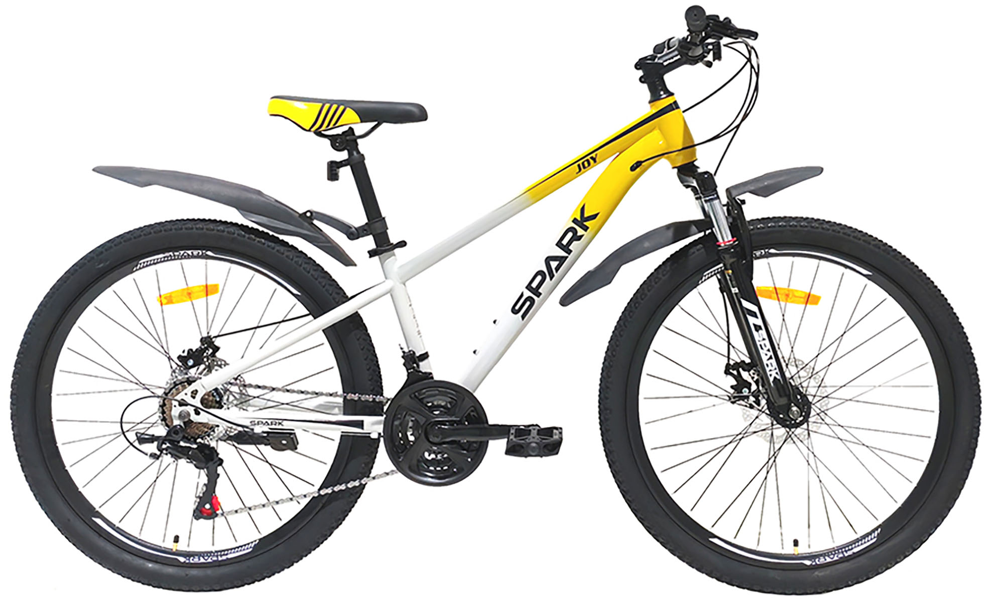 Велосипед SPARK JOY 26", розмір XS, рама 13", 2025, сірий з жовтим 