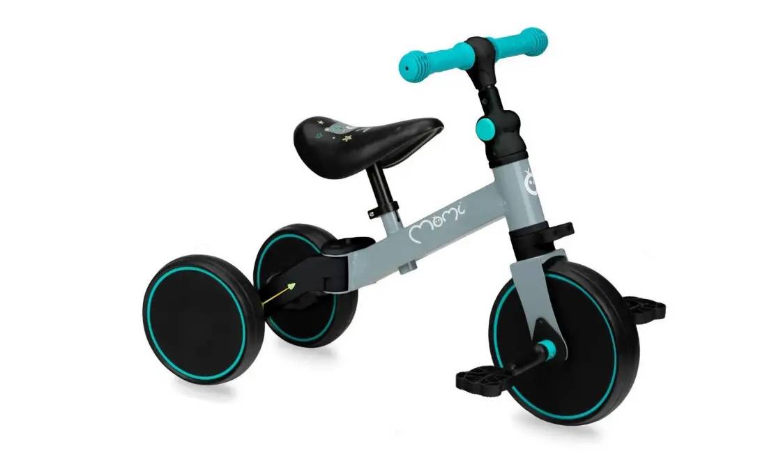 Беговел-велосипед MoMi LORIS 4 в 1 Grey-Turquoise 