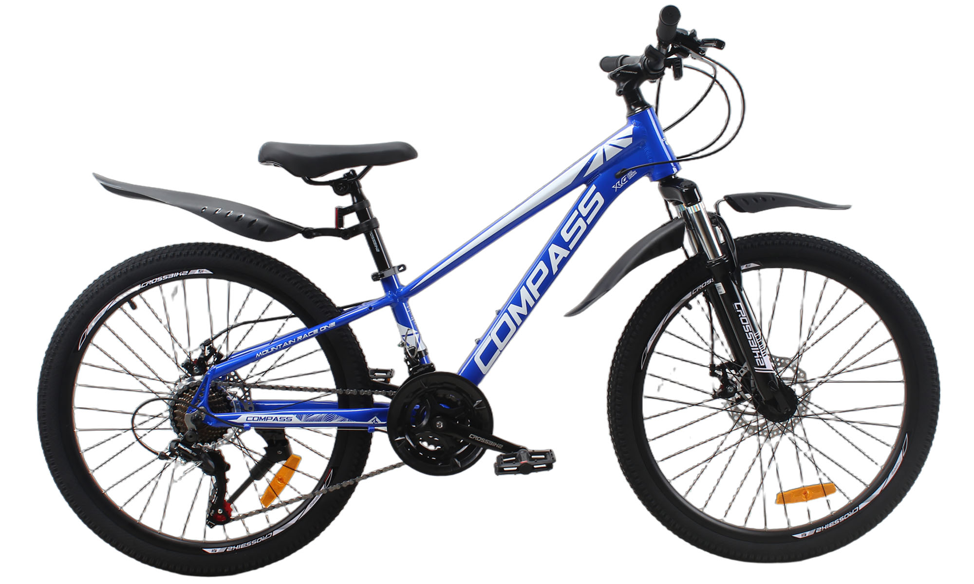Велосипед CrossBike COMPASS 24", размер XXS, рама 11", год 2026, Синий-Белый Велосипед CrossBike COMPASS 24", размер XXS, рама 11", год 2026, Синий-Белый