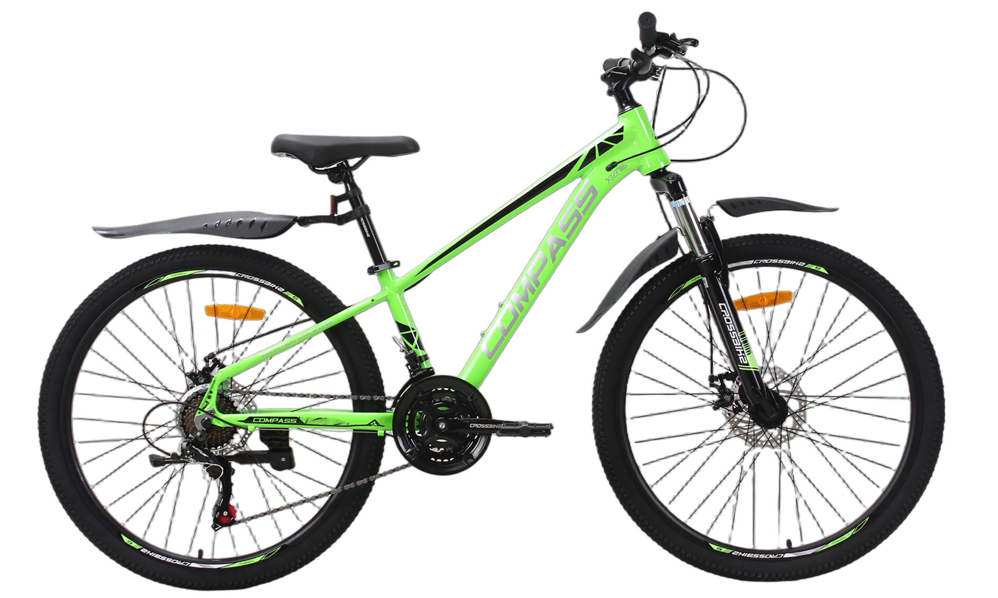 Велосипед CrossBike COMPASS 26", размер XS, рама 12.5", год 2026, Зелёный-Черный 