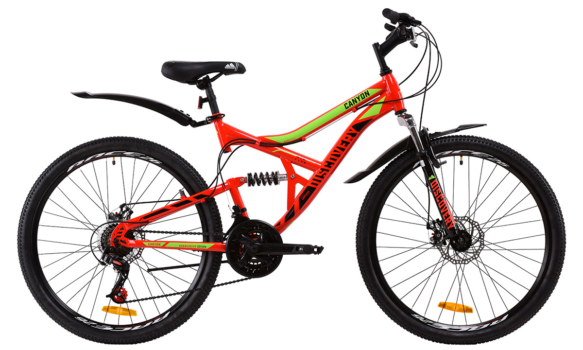 Велосипед Discovery 26" CANYON DD (2020) 2020 Червоно-салатовий 6