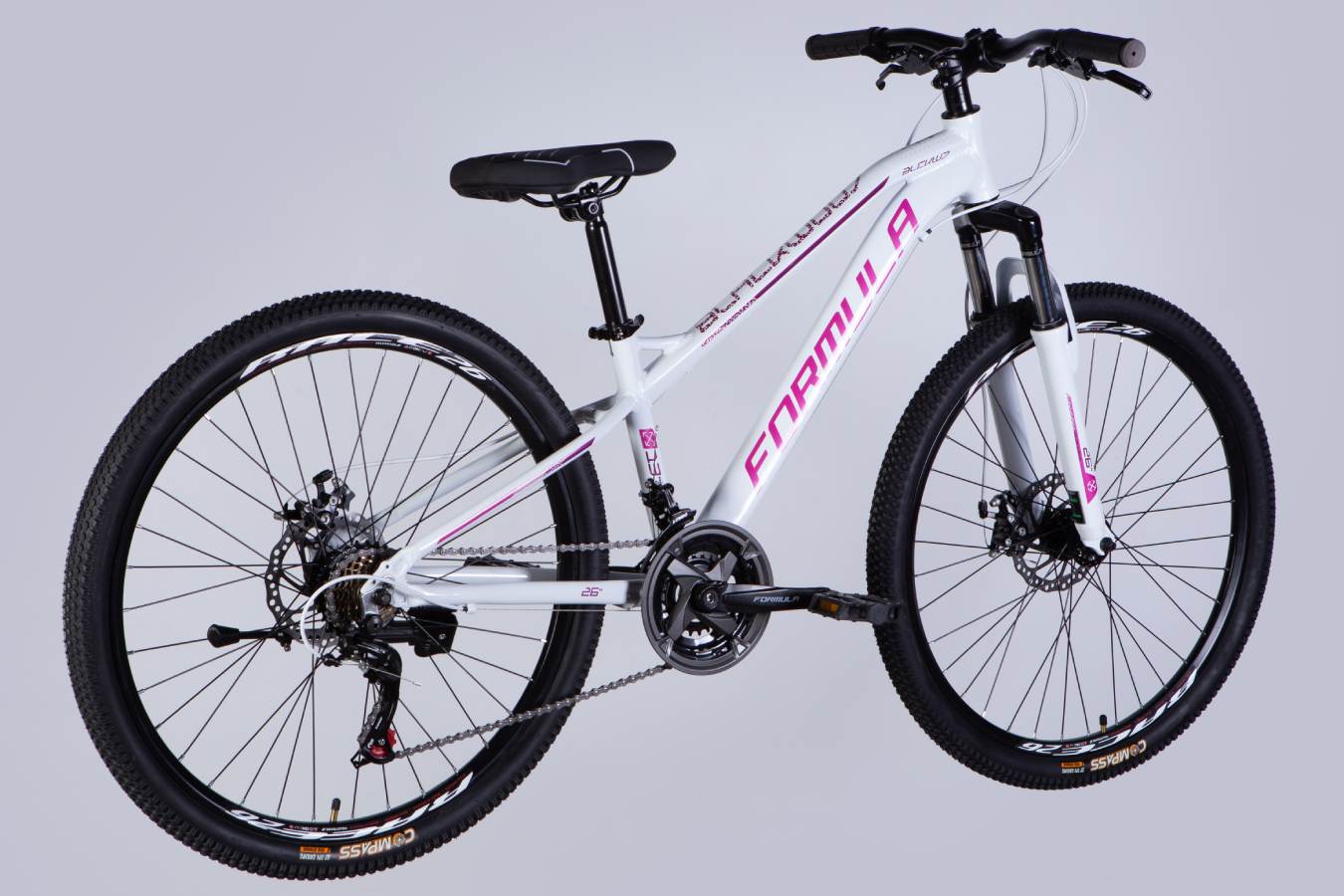 Велосипед Formula BLACKWOOD DD FR 26", размер XS, рама 13", 2025, бело-розовый  7
