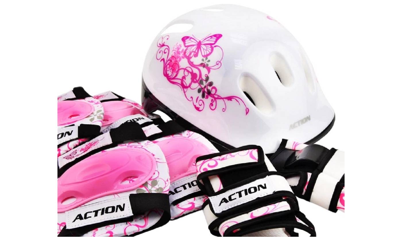 Роликовые коньки Action PINKY размер 34-37 Pink с комплектом защиты 10 Роликовые коньки Action PINKY размер 34-37 Pink с комплектом защиты 10
