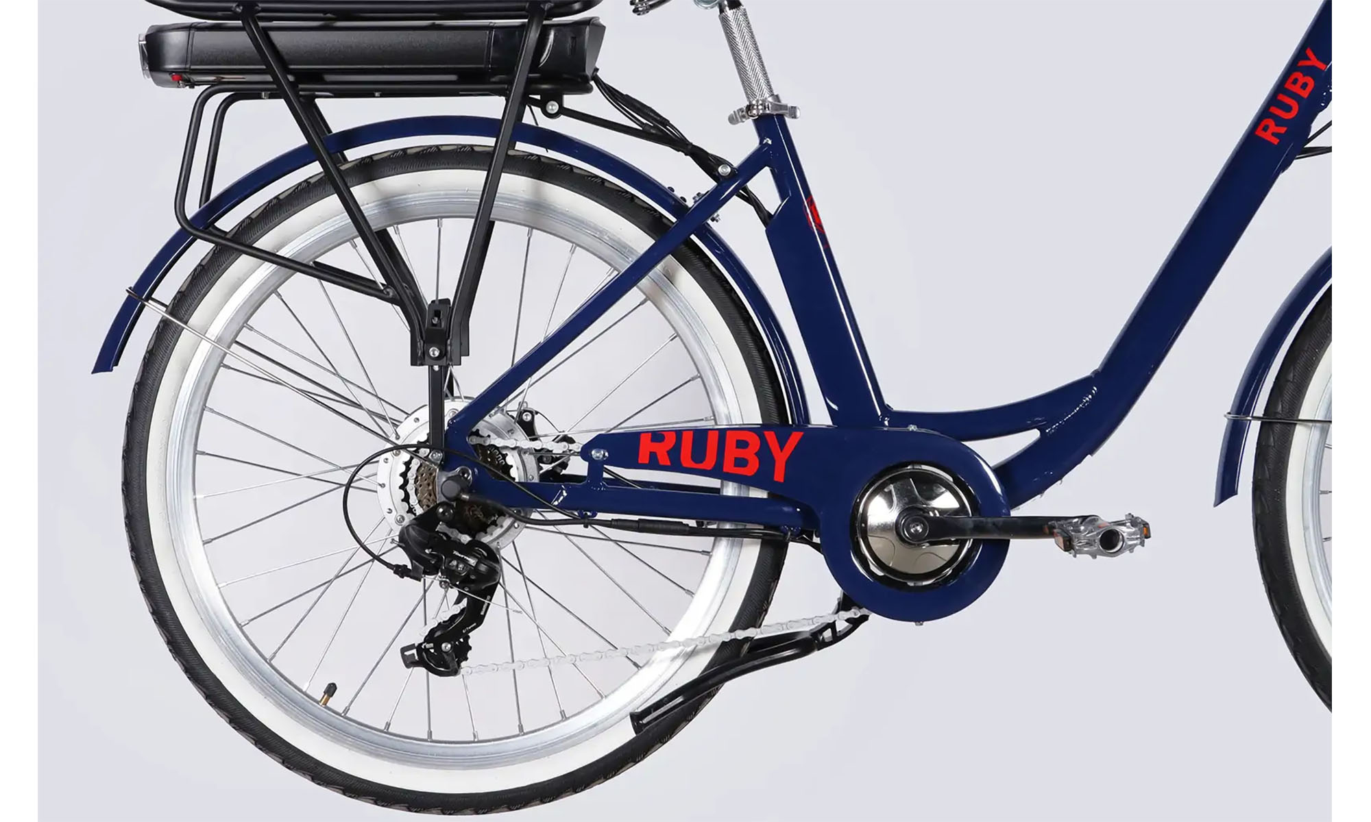 Велосипед з електроприводом Dorozhnik eRUBY DD FR 26", розмір M, рама-17", 36B, 13А*г, 500Вт, рік 2026, темно-синій 3