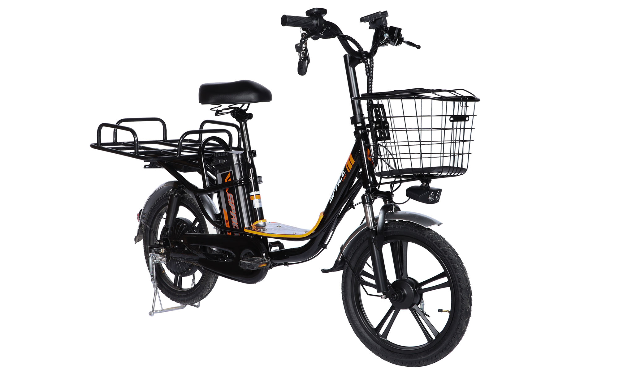 Велосипед з електроприводом SPACE eELDORADO DD FR 18", розмір S, рама 15", 48B 10А * год 500Вт, 2025, чорно-жовтогарячий 5