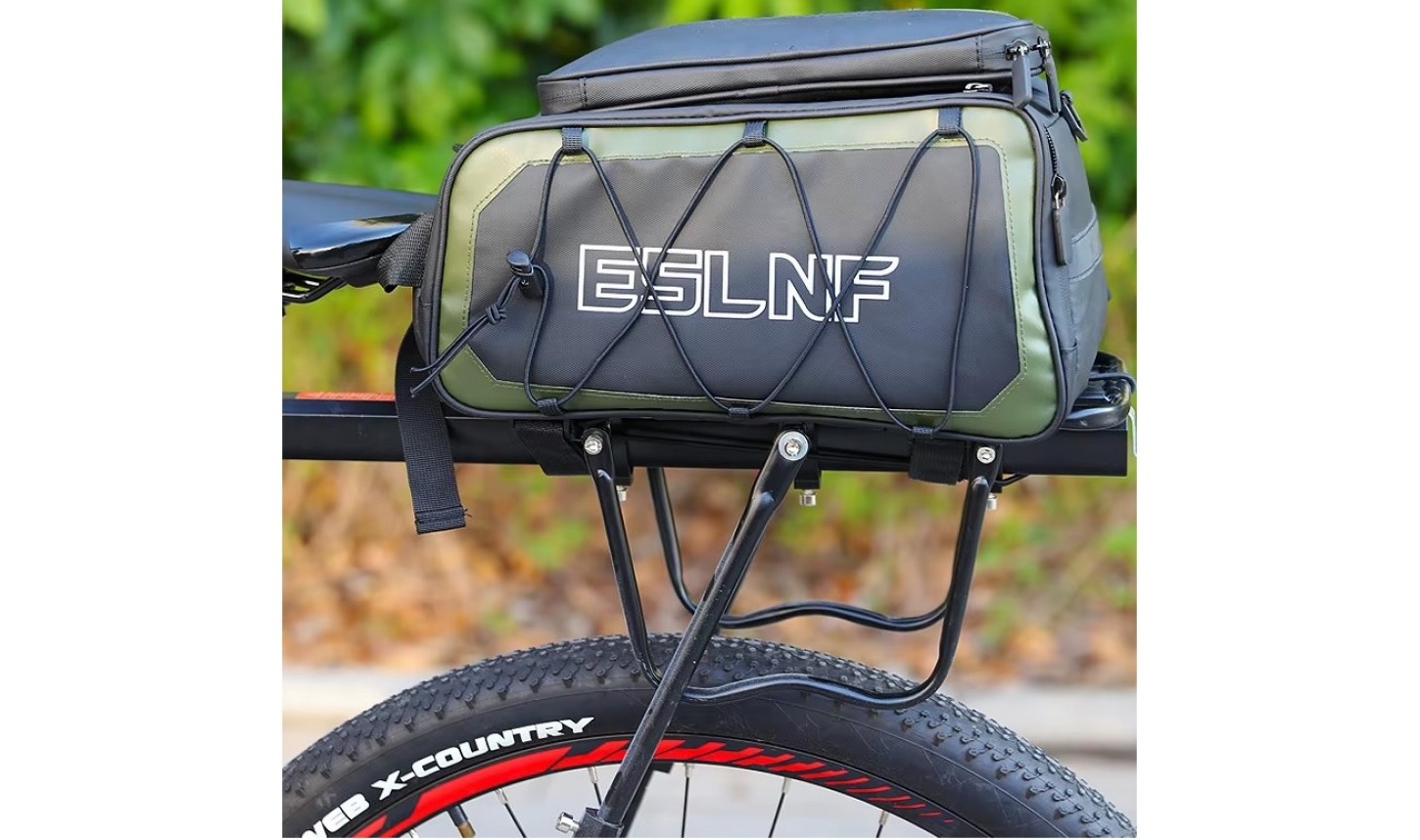 Велосумка на багажник EsLNF черный-зеленый 2