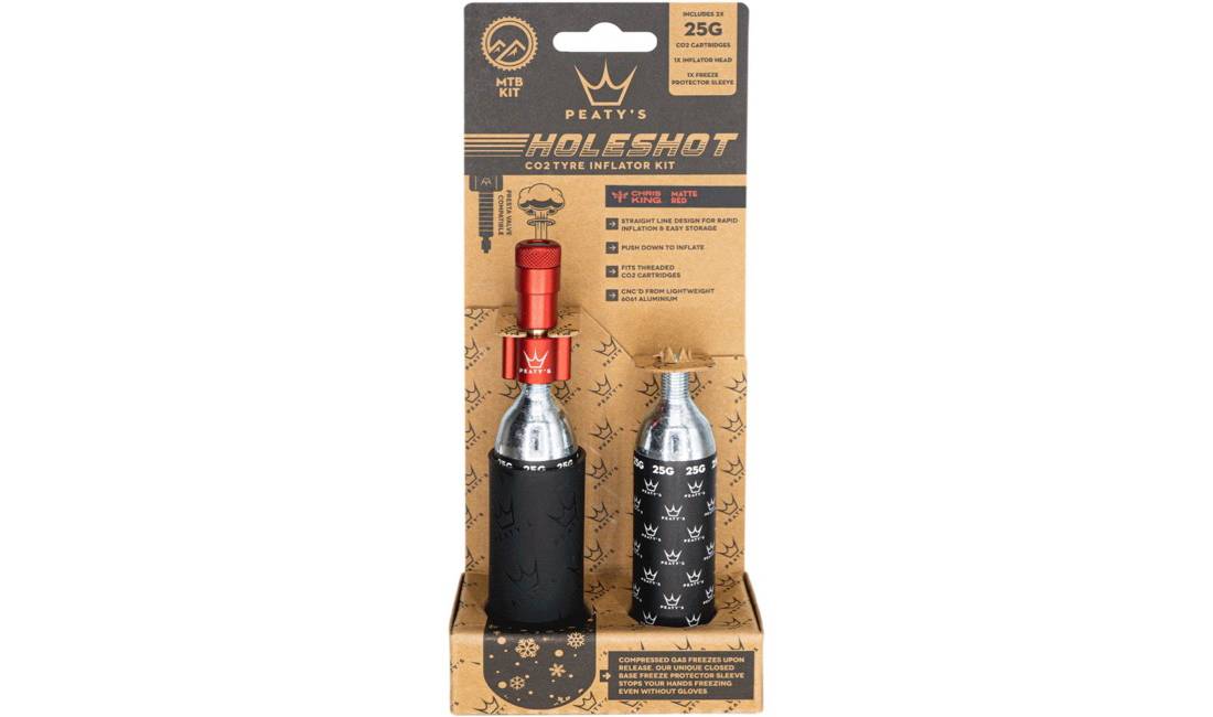 Насос Peaty's Holeshot CO2 Tyre Inflator, MTB 25g, Red 9