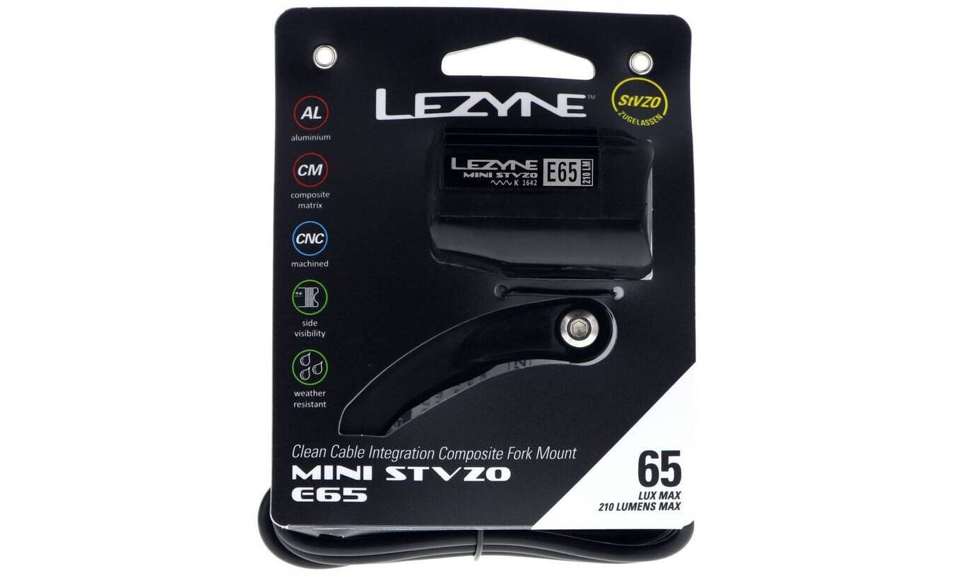 Передний свет для электровелосипеда Lezyne E-Bike Mini STVZO E65, 210 люмен, черный 3 Передний свет для электровелосипеда Lezyne E-Bike Mini STVZO E65, 210 люмен, черный 3