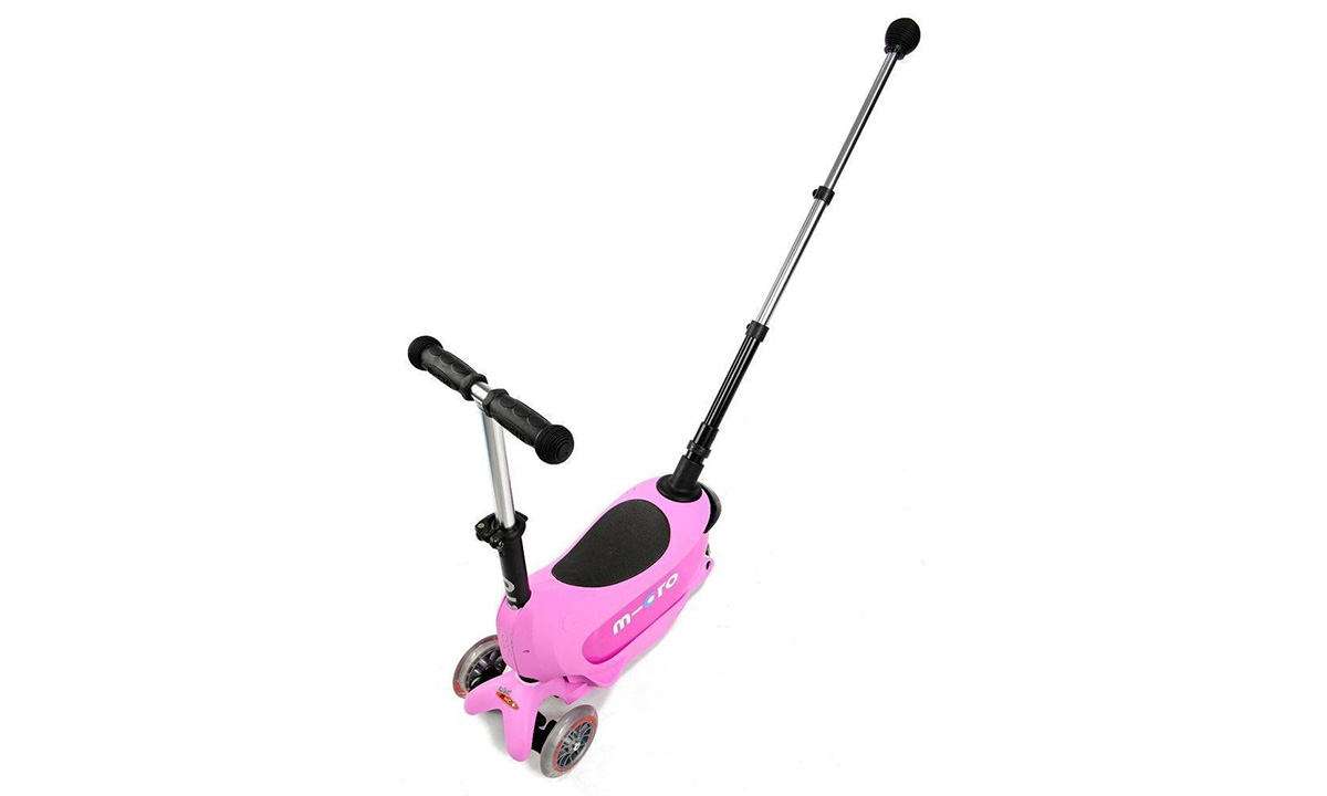 Самокат детский с ручкой Mini Micro 2go Deluxe Plus Розовый 3