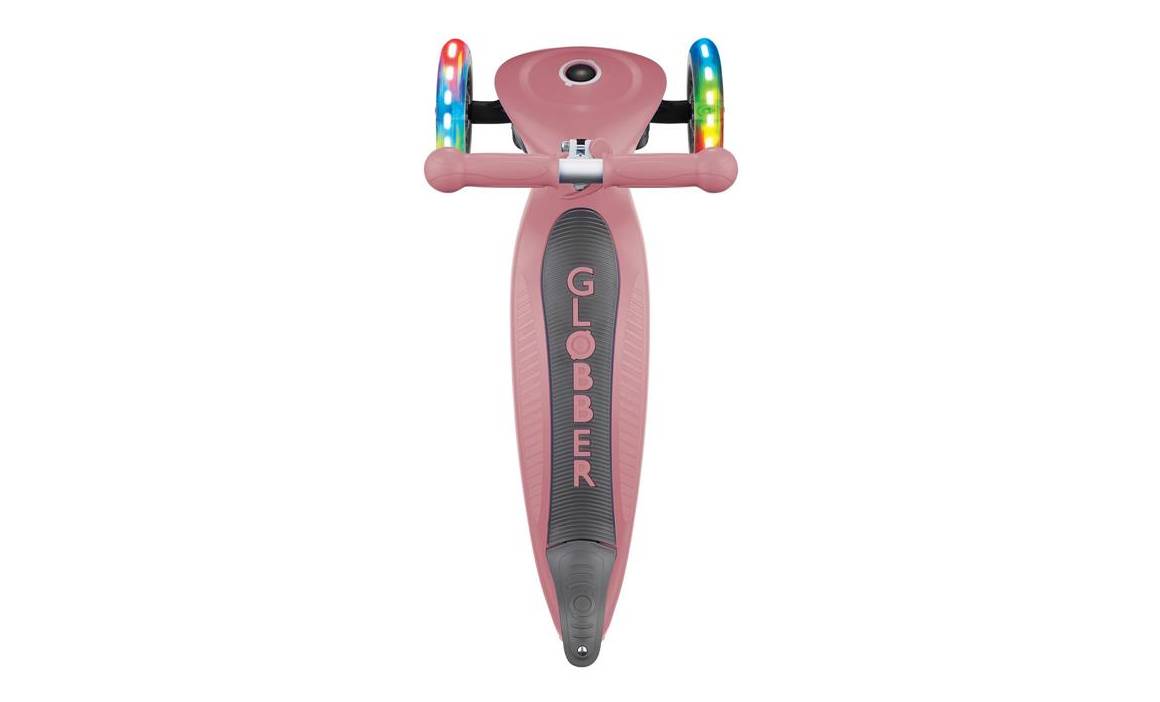 Фотография Самокат GLOBBER PRIMO FOLDABLE LIGHTS, пастельно-розовый, колёса с подсветкой, 3+ 6